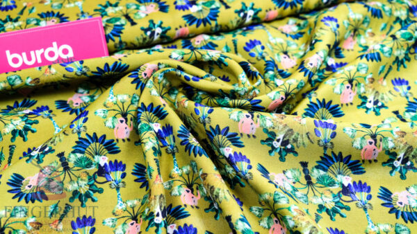 Stoff 83514 Viscose Print Senf/mehrfarbig