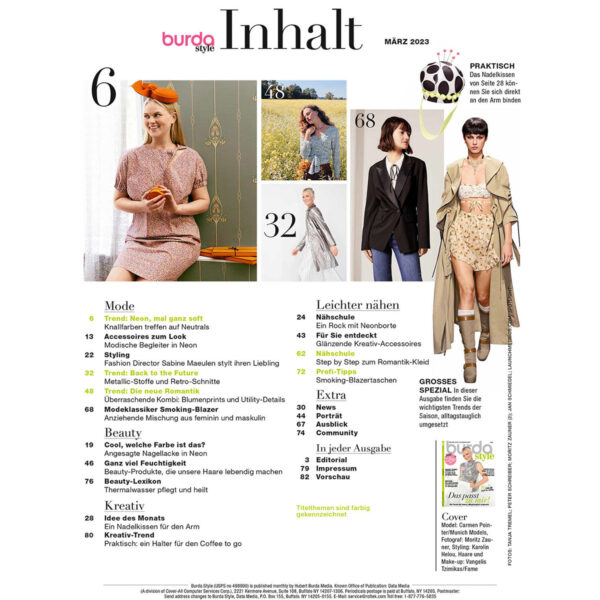 burda style Ausgabe März 2023 Inhalt