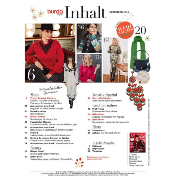 burda style Ausgabe Dezember 2023 Inhalt 1-4