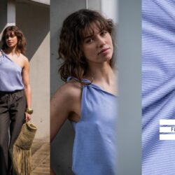 Stoff 95083 Glänzende Streifen aus gewebter Viskose #Hallie Schnittmuster & Farbe 2918