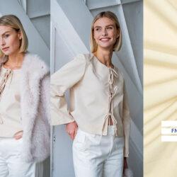 Stoff 95724 Stretch Twill Peach + Polish #Tirza FM791038 Muster & Stoff